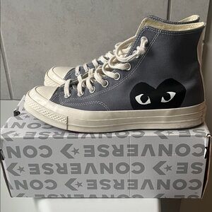 Converse Gray and Cream Heart High-Tops